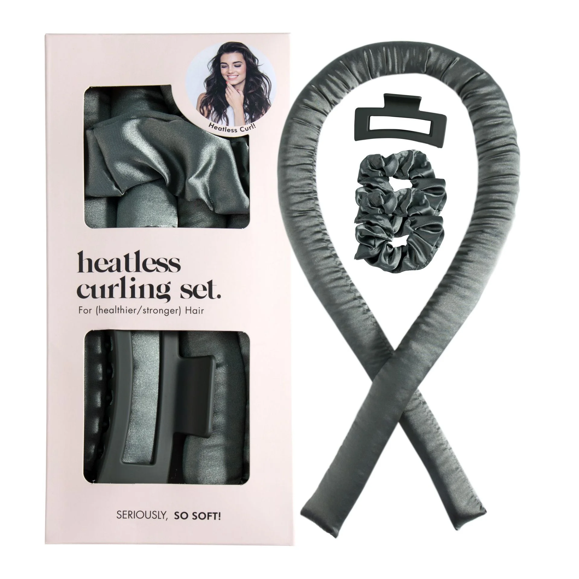 Handmade Heat-Free Cloth Curling Wand Set - Satin Rod with Clips and Scrunchies - detail 4