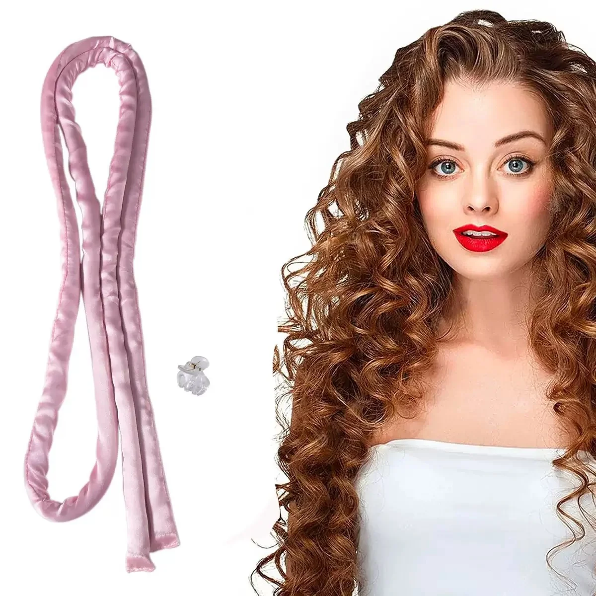 Satin Heatless Hair Curler Set - Overnight Curling Rod Headband (No Heat) - detail 1