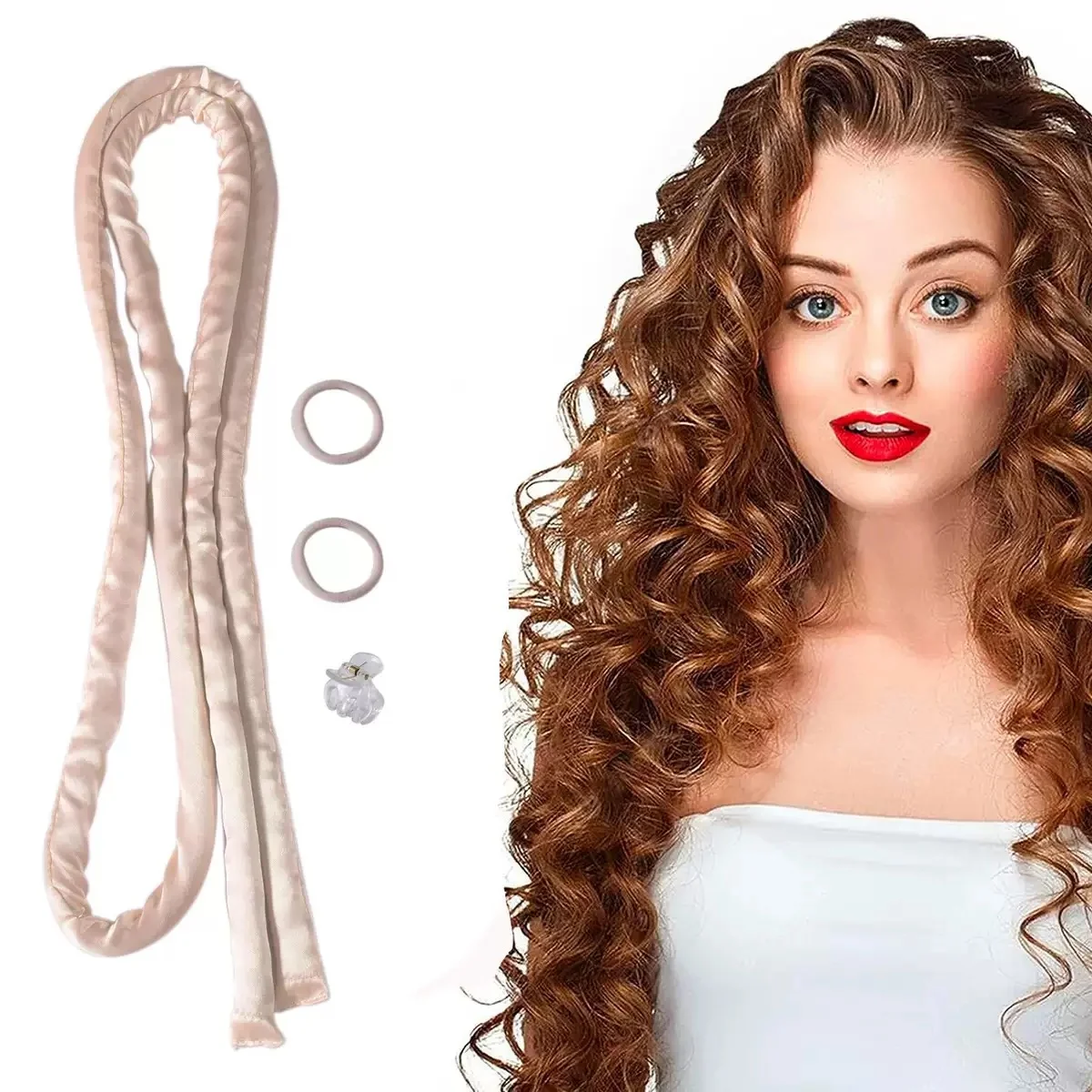 Satin Heatless Hair Curler Set - Overnight Curling Rod Headband (No Heat) - detail 2
