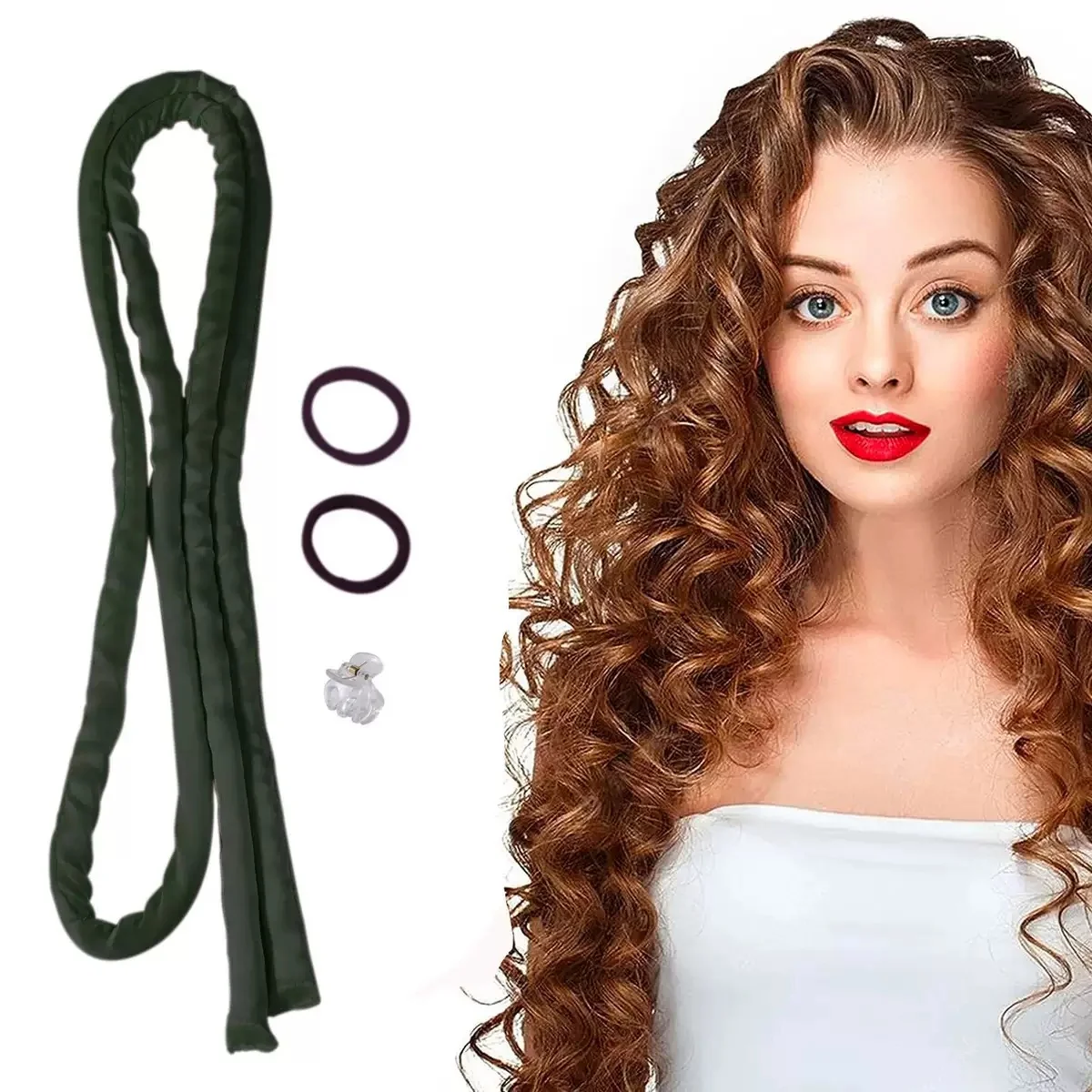 Satin Heatless Hair Curler Set - Overnight Curling Rod Headband (No Heat) - detail 3