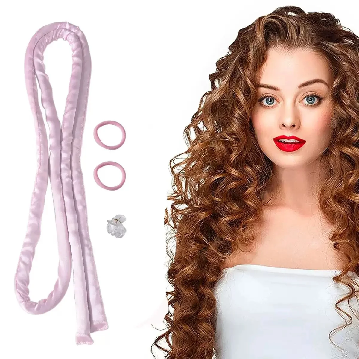 Satin Heatless Hair Curler Set - Overnight Curling Rod Headband (No Heat) - detail 4