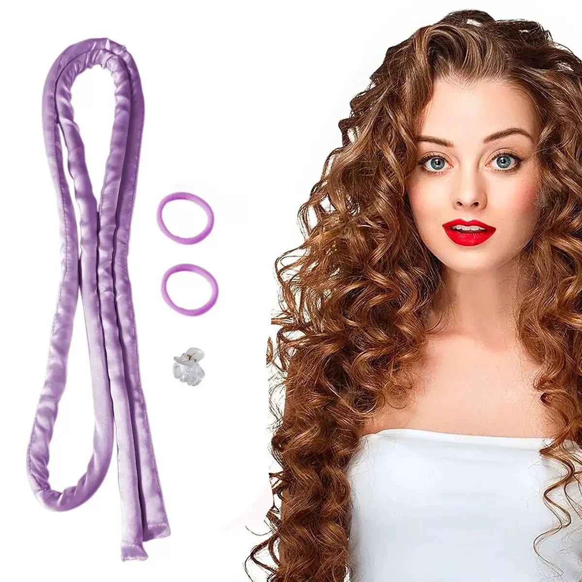 Satin Heatless Hair Curler Set - Overnight Curling Rod Headband (No Heat) - detail 6