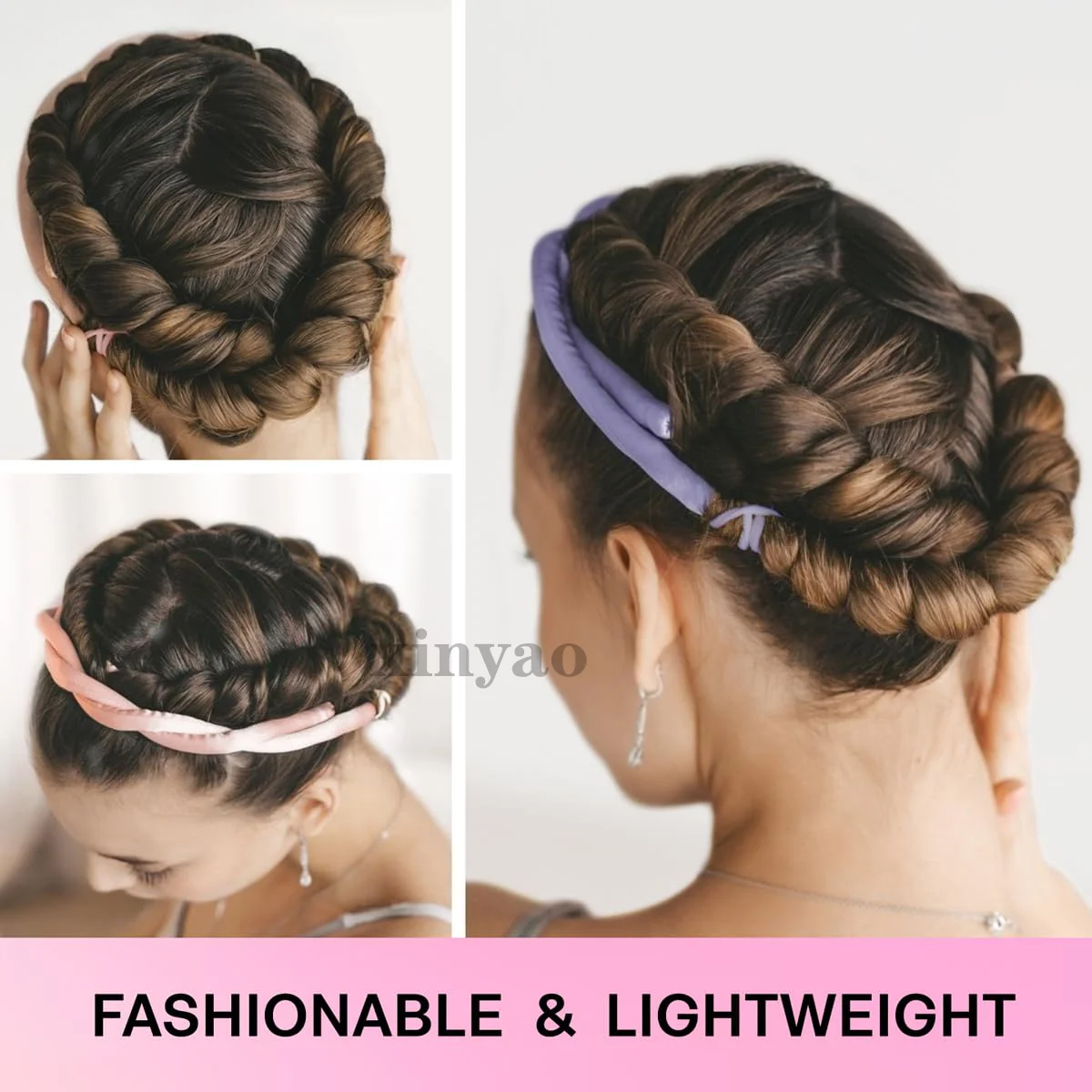 Satin Heatless Hair Curler Set - Overnight Curling Rod Headband (No Heat) - view 1