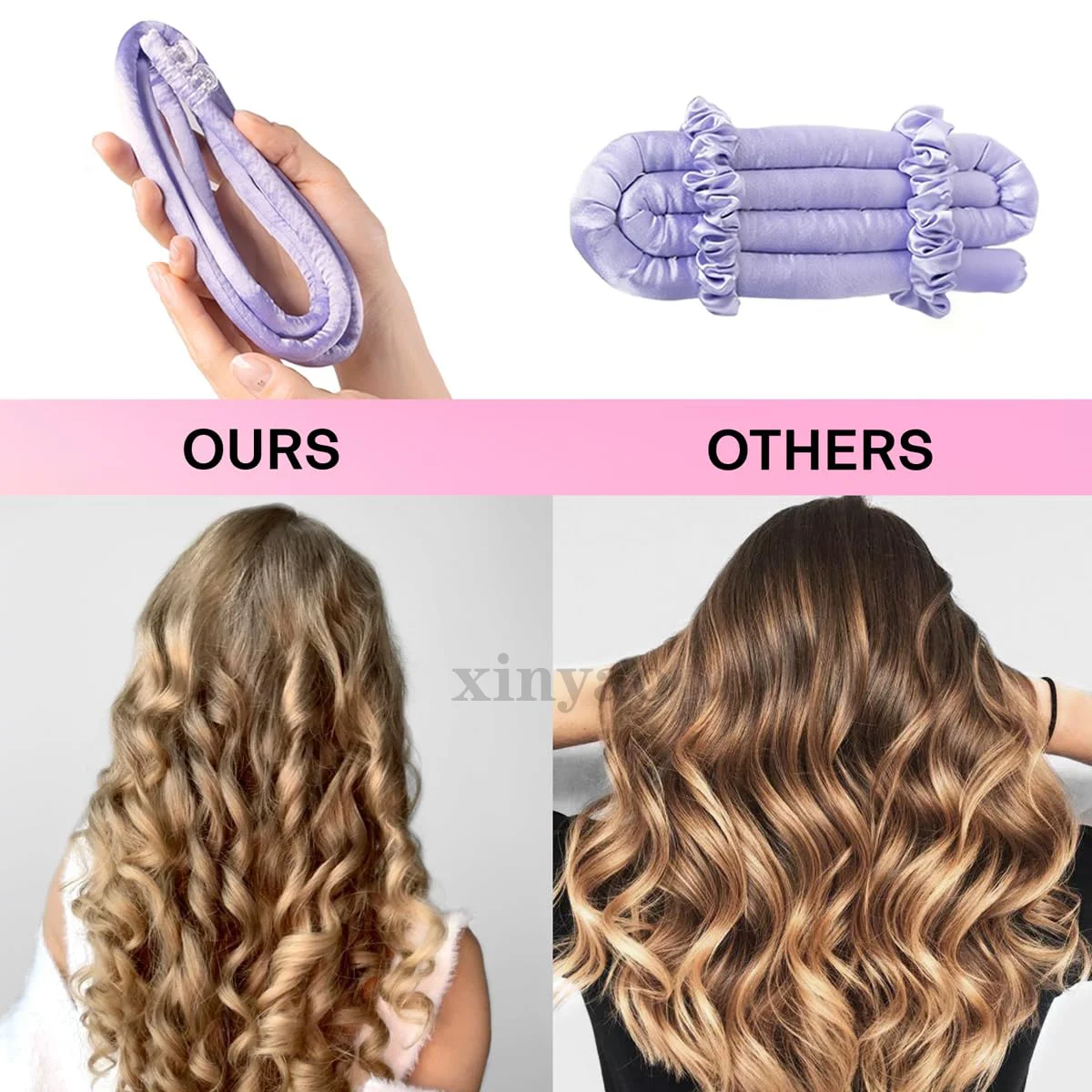 Satin Heatless Hair Curler Set - Overnight Curling Rod Headband (No Heat) - view 4