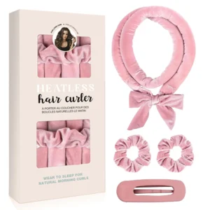 Velvet Heatless Hair Curler Set - Overnight Bow-Tie Curling Rod with Scrunchies